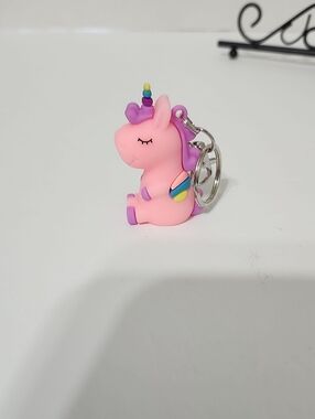 Pink Unicorn Keychain Bag Charm Zipper Pull Purple Mane Colorful Unicorn New